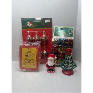 5 Mini Christmas TREE TREASURES Ornaments - Tree/Santa/gifts/balls/baby Angels